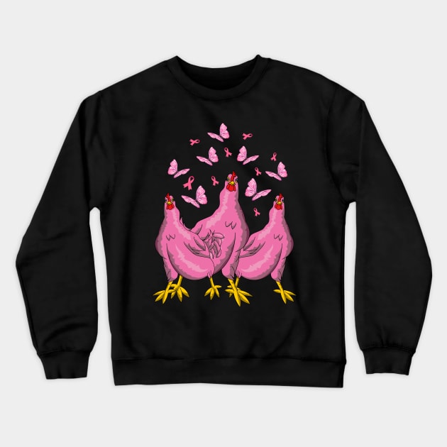Farm Animal Insect Girly Butterfly Chicken Crewneck Sweatshirt by ShirtsShirtsndmoreShirts